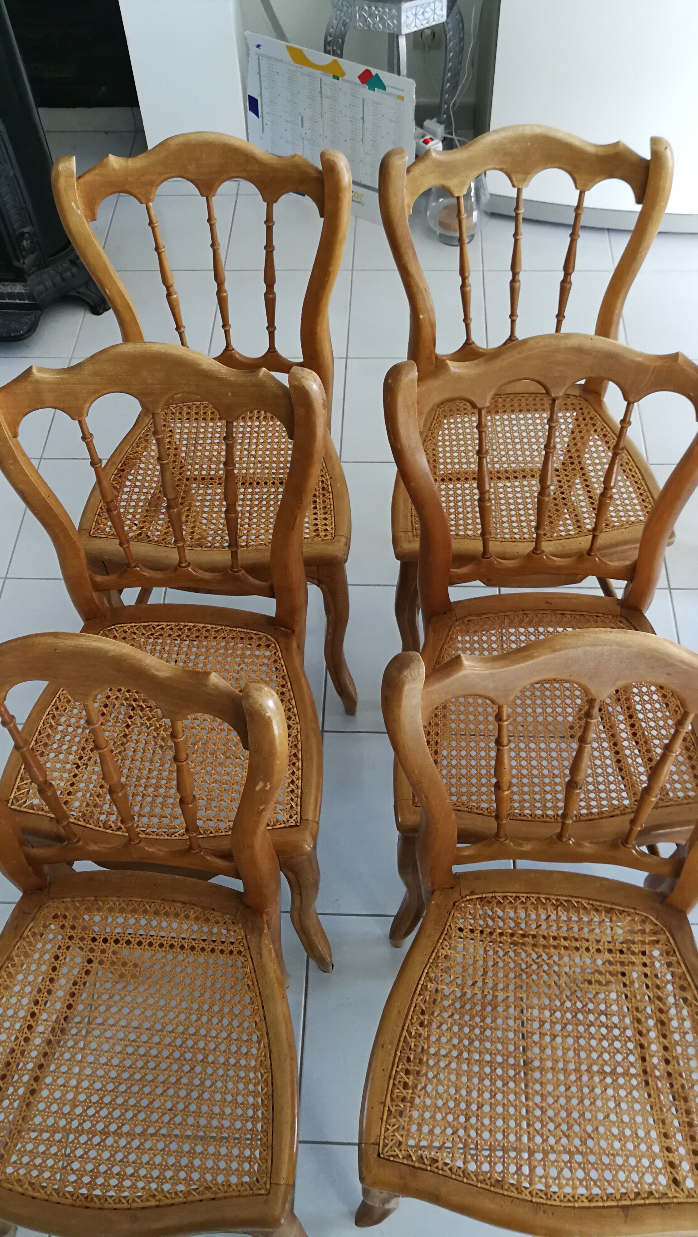 6 chairs in natural canning