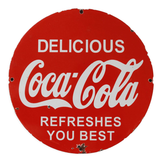 Plaque émaillée Coca-Cola « Delicious Coca-Cola Refreshes You Best » 1950's États-Unis