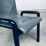 Postmodern Leather Dining Chairs, Italy, 1980s, Set of 4