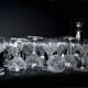 Baccarat set of 35 crystal glasses + 2 flower model carafes 9157 from 1907