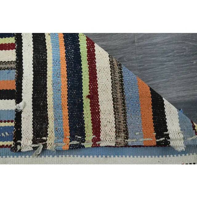 Vintage Turkish Oushak Handmade Wool Cotton Green Runner Rug 80x232