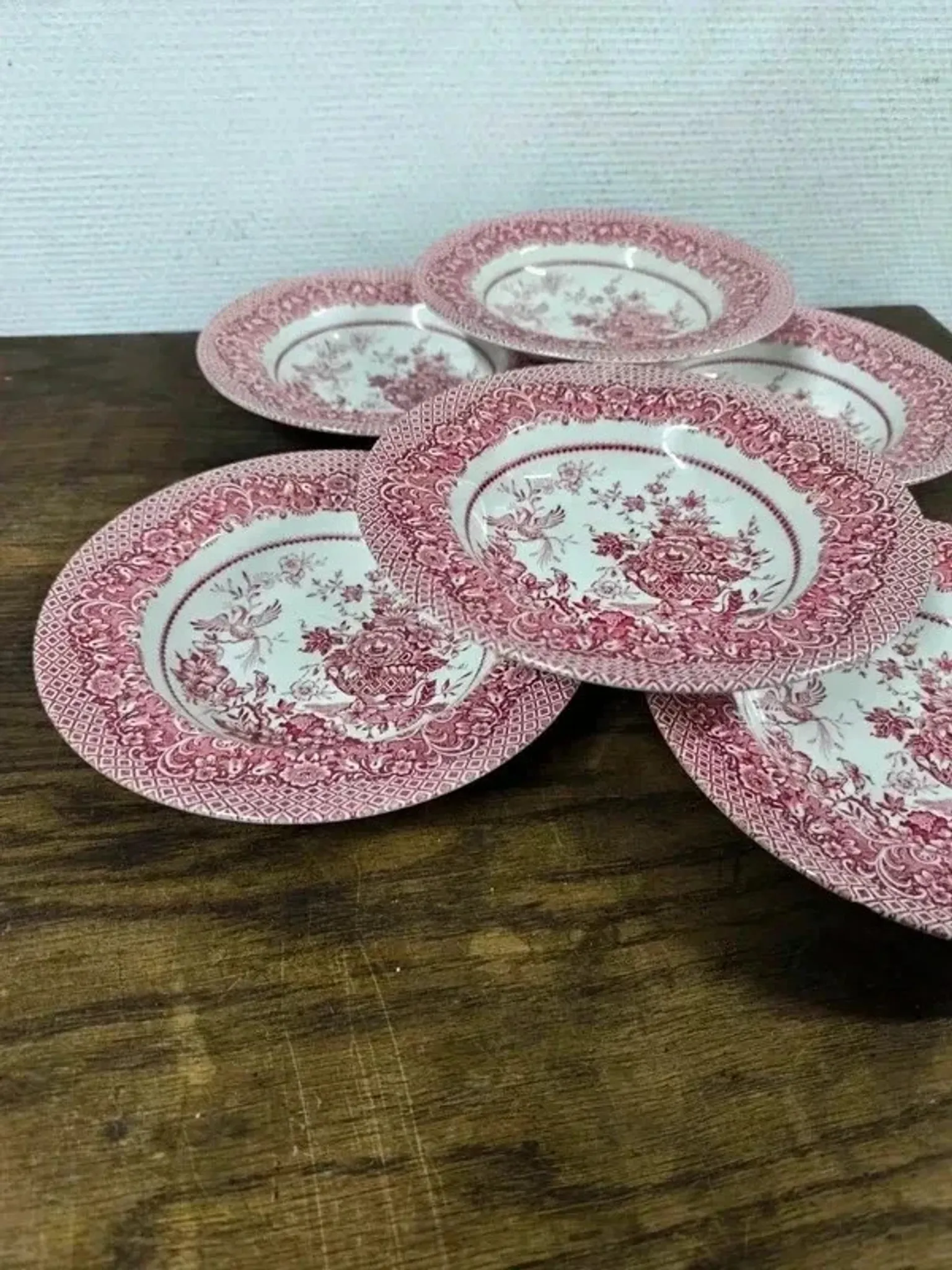 Set of 6 vintage English deep plates – Jardinière model