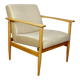 Vintage Loft armchair 70s light beige - velvet fabric - natural beech wood