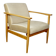 Vintage Loft armchair 70s light beige - velvet fabric - natural beech wood