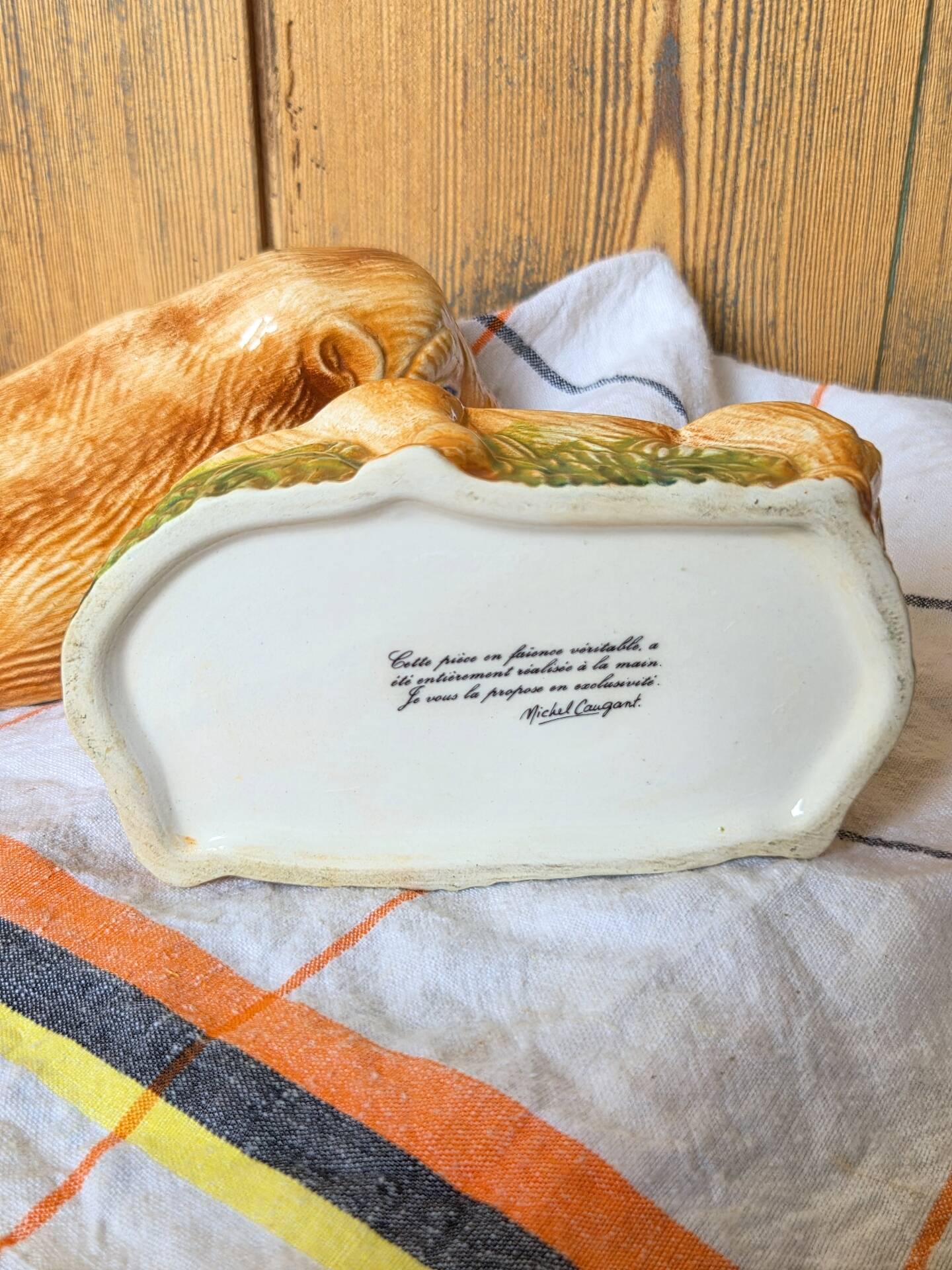 ​Terrine Sanglier Marcassin en Faïence Vintage - Signée Michel Caugant