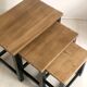 Nesting tables brutalist style solid oak 1960s