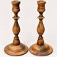 Pair of antique turned wooden candlesticks