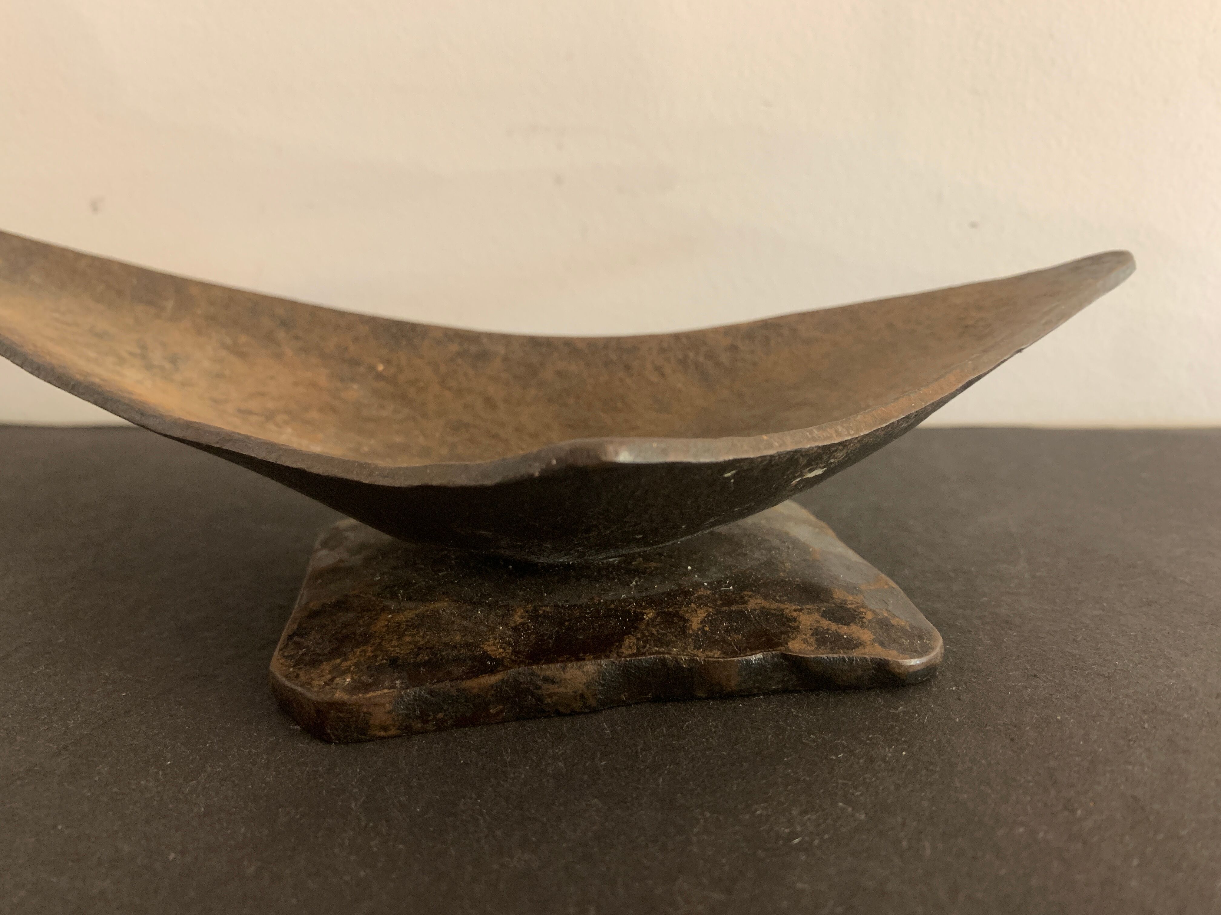 Brutalist metal ashtray or empty pocket signed R. Roux, 1950