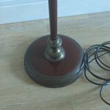 Floor lamp from the 50s in red-brown enameled sheet metal and golden brass -