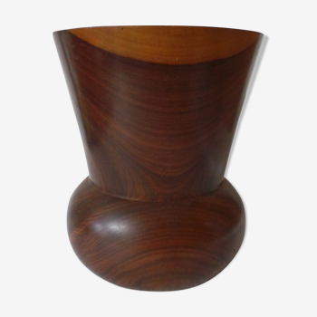 Wooden vase carved in the mass
