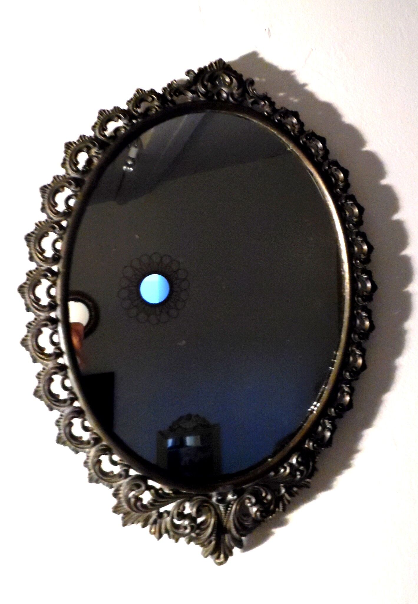 Vintage iron mirror with lace pattern 29x40cm