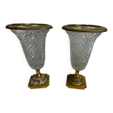 Paire de vases cristal et bronze XIX