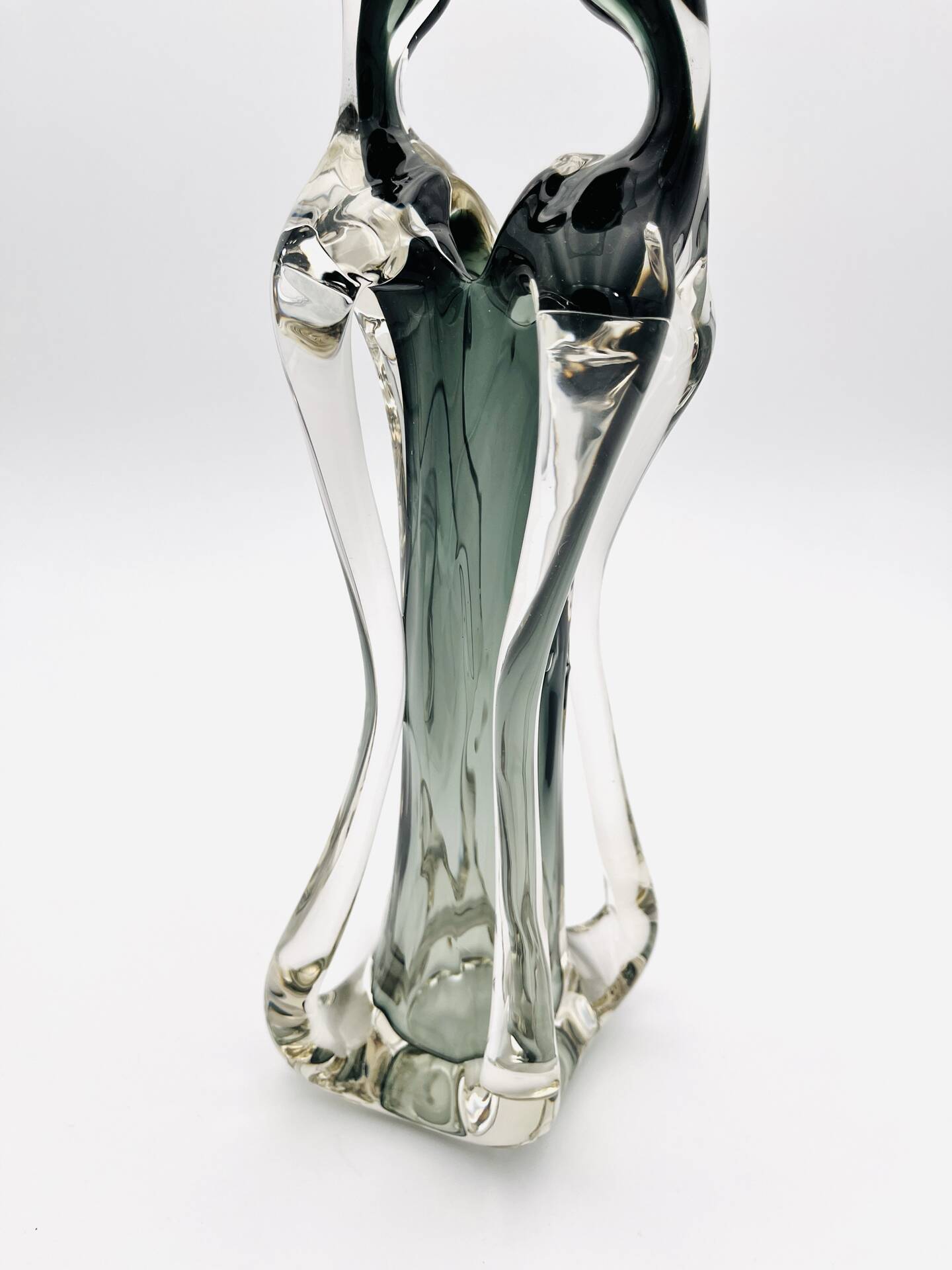 Vase Sculpture Murano Formia The Lovers Sommerso Smoke Green 33cm