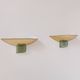 Pair of vintage brass and glass wall lights, France 1970.