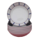 6 deep Basque porcelain plates in blue and red