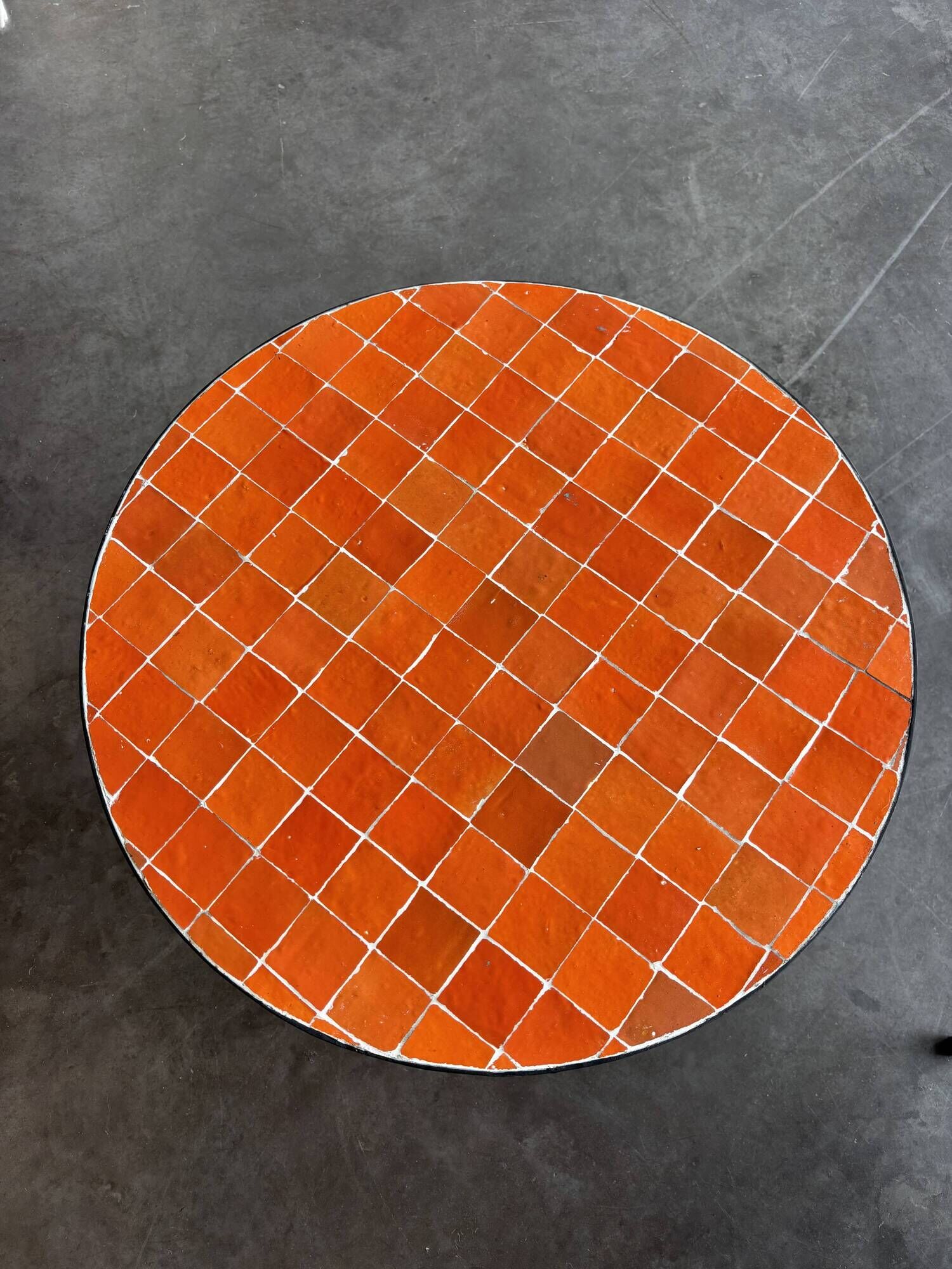 orange coffee table in handmade zellige from Morocco