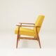 Fauteuil vintage jaune velours côtelé Scandinavian design by H.Lis