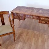 Louis XVI style italian bank desk and bench, 1920s