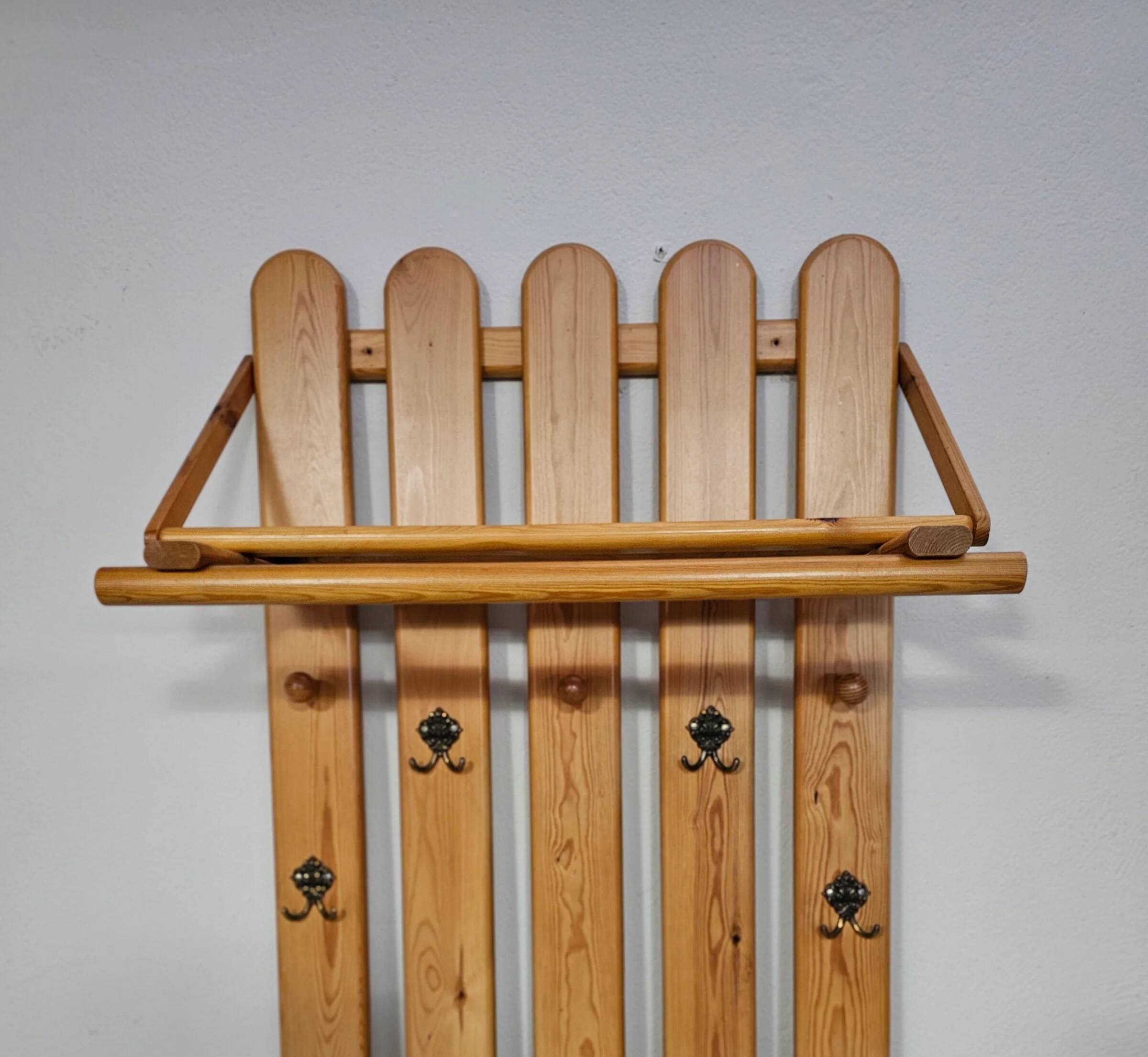 Pine wood coat rack / coatrack width 60 height 190 depth 30 cm