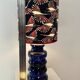 Large vase lamp from the 70s with expressive enamel and pagoda shape.