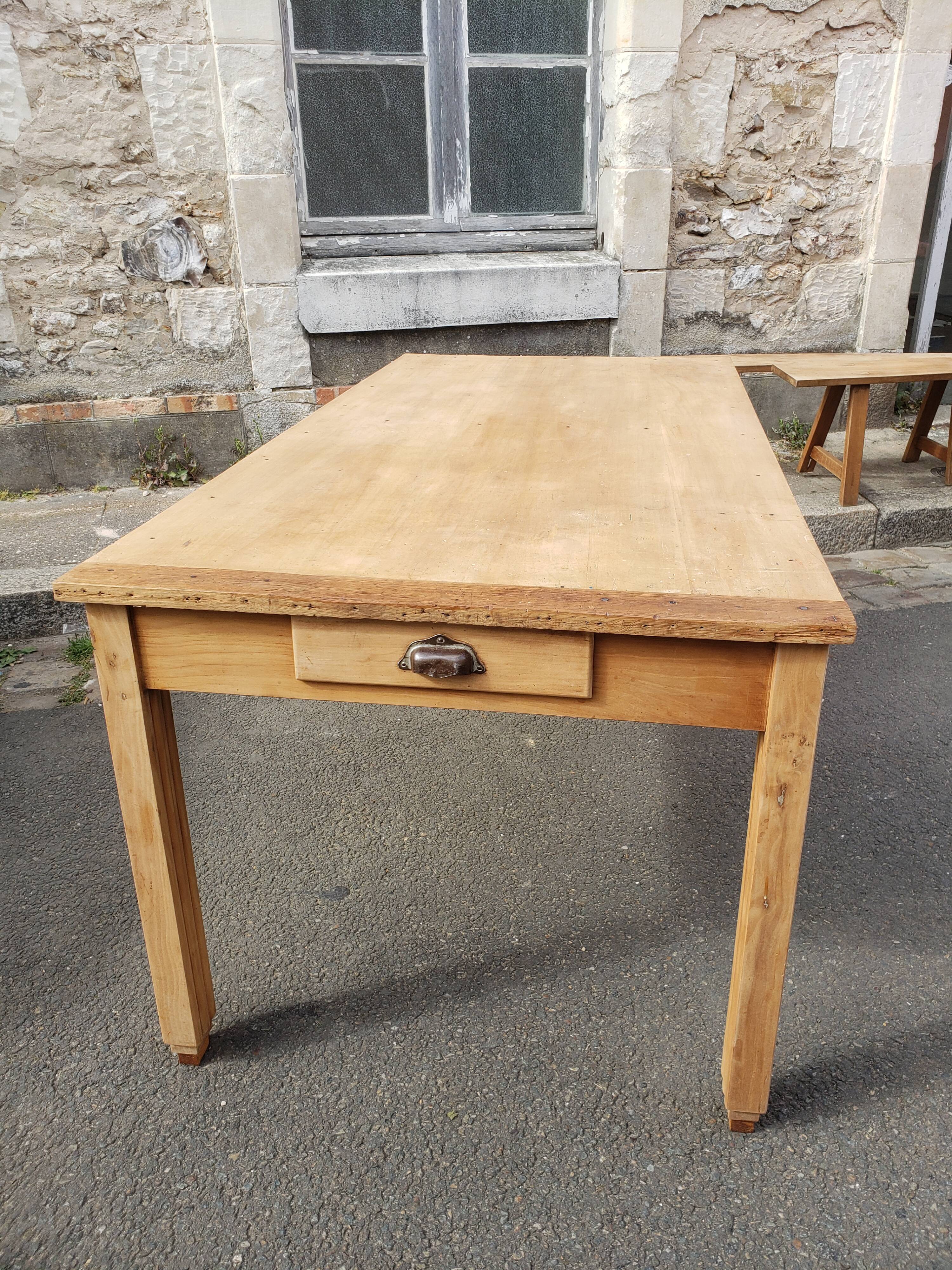 Farm table with pair of benches