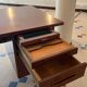 Vintage mahogany executive desk with bar.