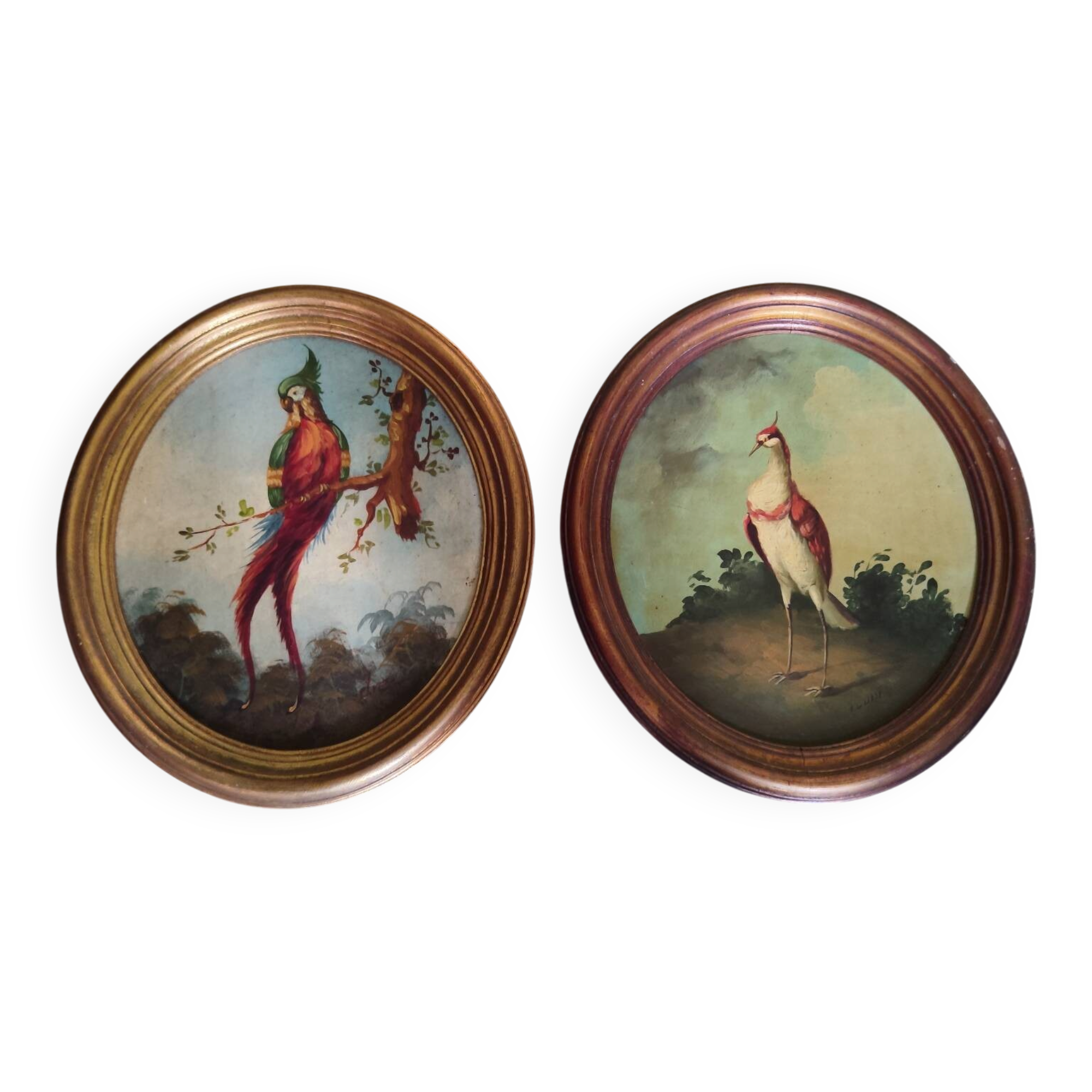 Pair of bird paintings