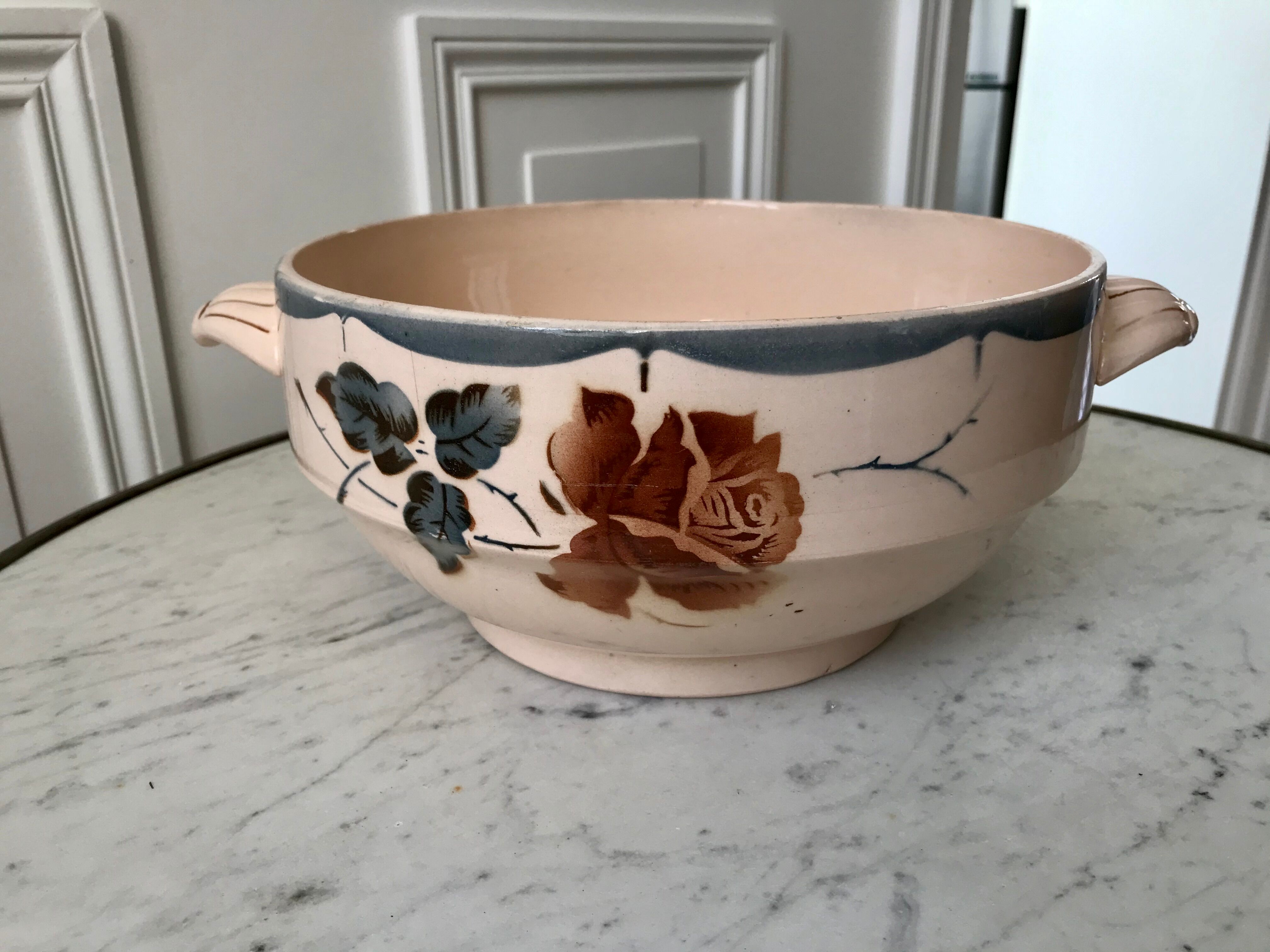 Eared salad bowl digoin sarrreguemines 30s-40s