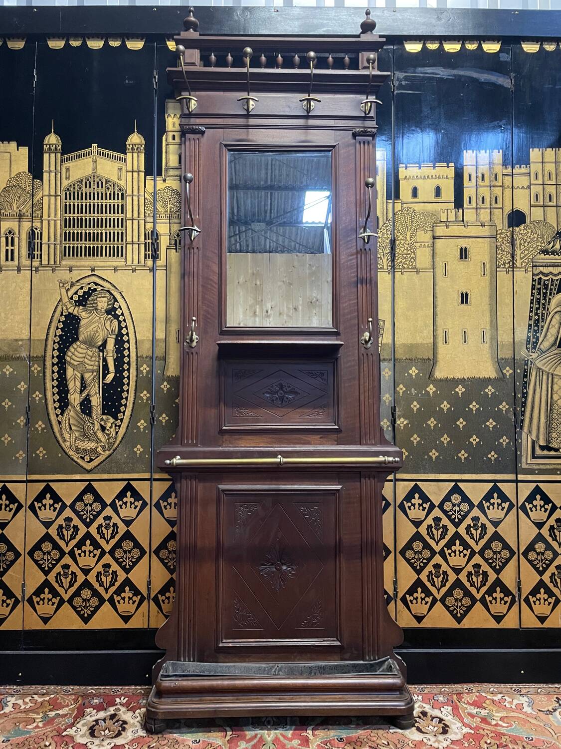 Portemanteau, vestiaire en noyer massif 1900