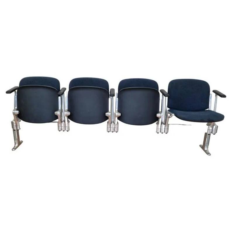 Mid-Century Four-Seater Bench Castelli, Axis 3000, Giancarlo Piretti, Italy, 1970s