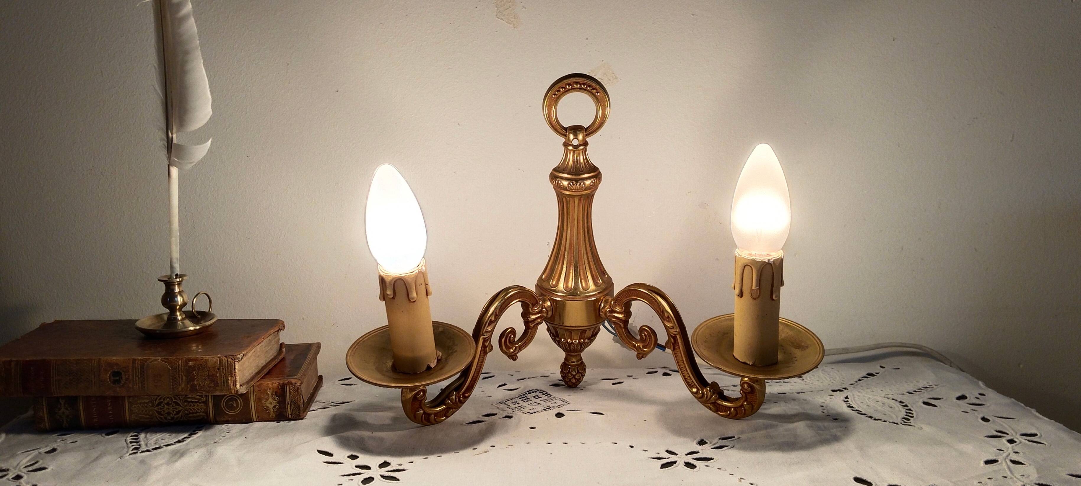 2-light brass wall light, vintage, Louis XVI style