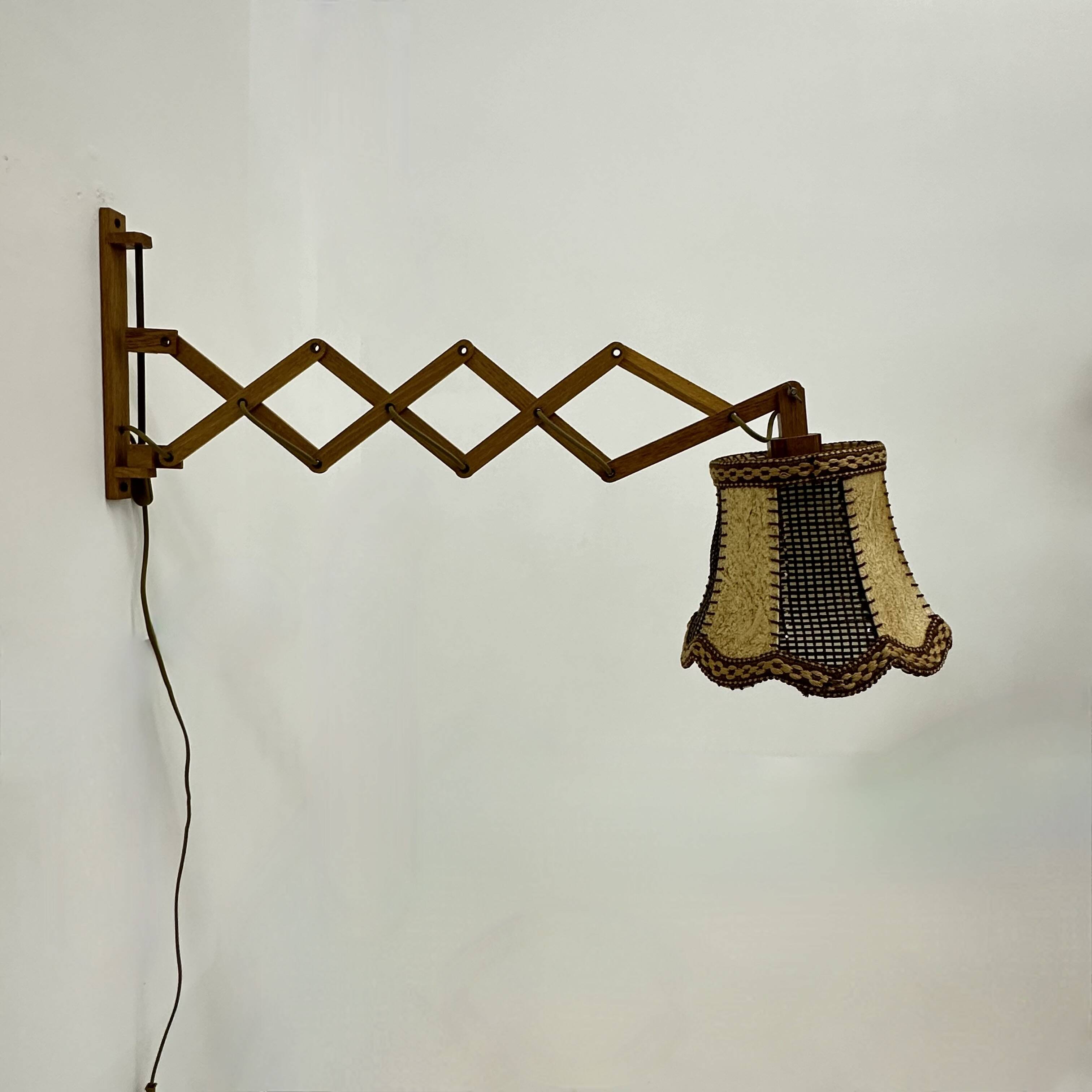 Vintage teak scissors wall lamp , 1960s