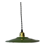 Ancienne suspension emaillee verte  24 cm industriel