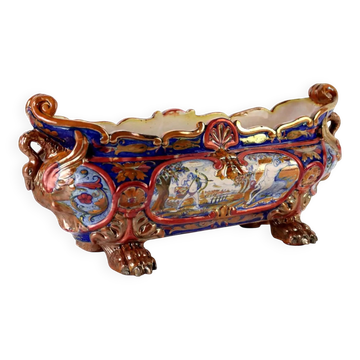 Jardinière ancienne en majolique Man. Santarelli Gualdo Tadini Italie 1920s