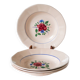 Set of 4 Digoin Sarreguemines soup plates, flowering roses, 1950