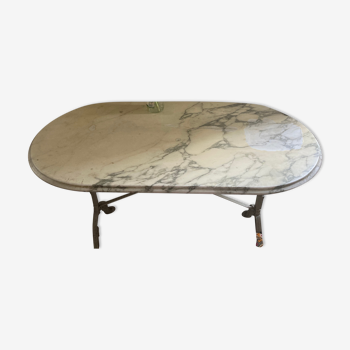 Table bistro ovale en marbre gris