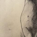 Signed charcoal painting female portrait “in the shadow“