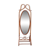 Vintage rattan psyche mirror