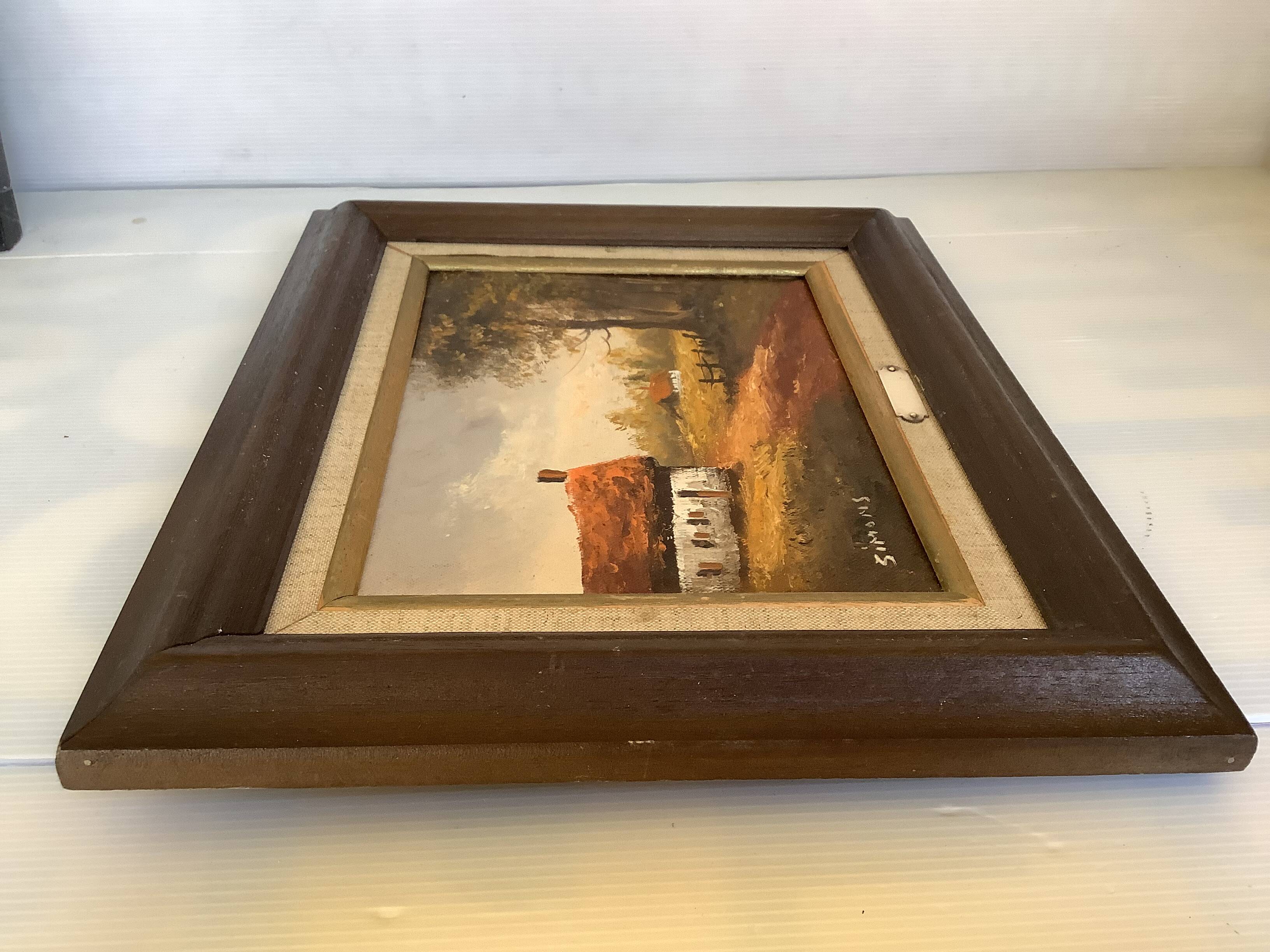 Countryside landscape painting oil on canvas signed