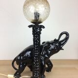 Elephant lamp and palm tree in black resin