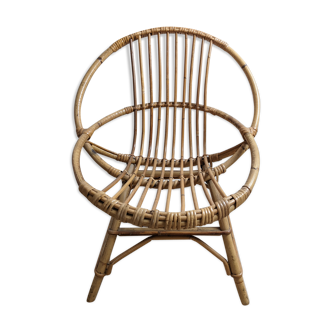 Shell armchair for children vintage rattan