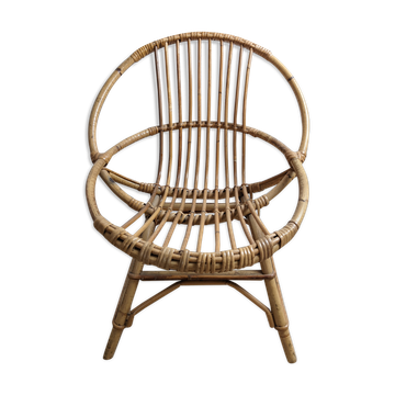 Shell armchair for children vintage rattan