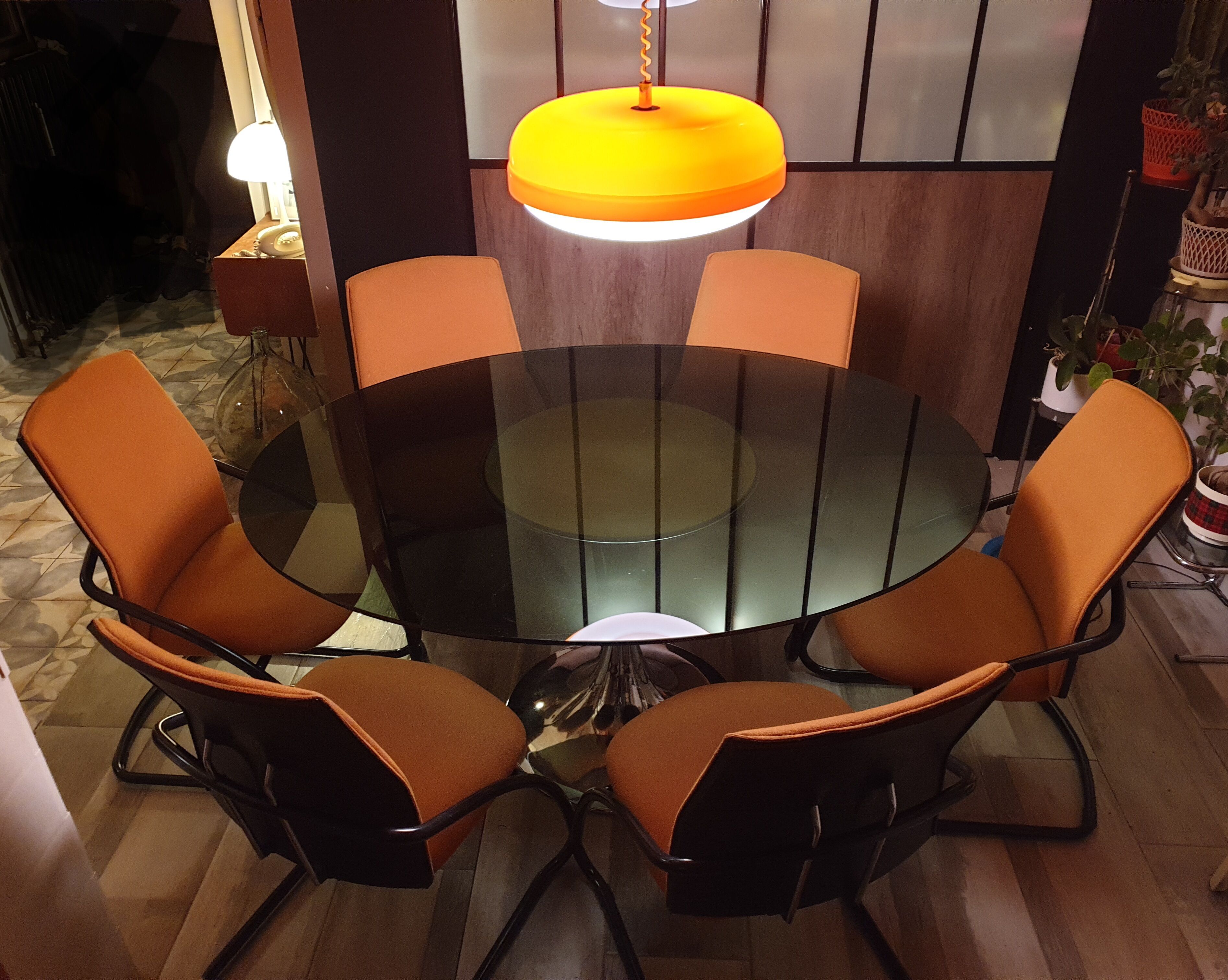 Comforto suite de 6 chaises conferences vintage 80