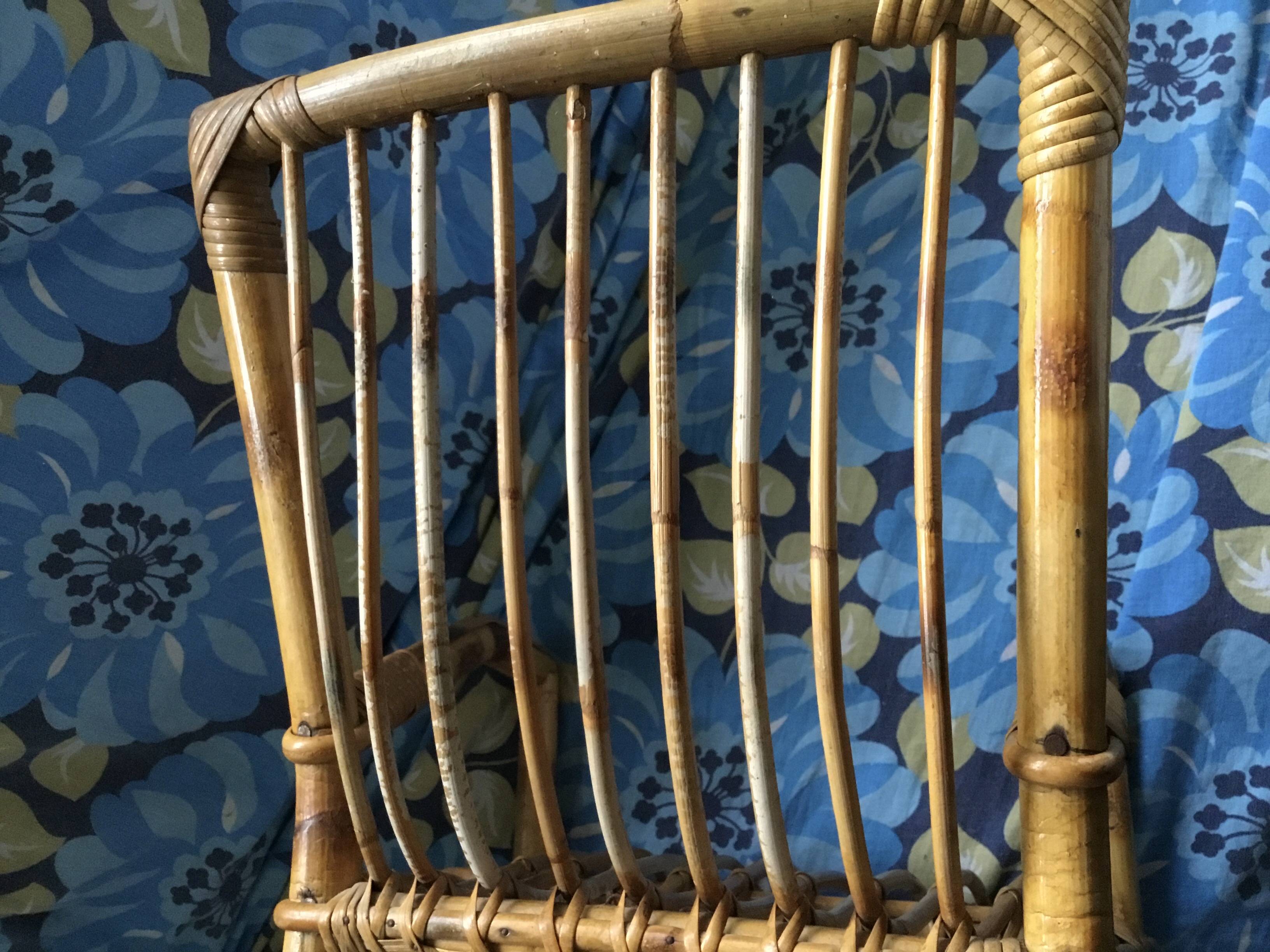 Vintage wicker and rattan children's armchair