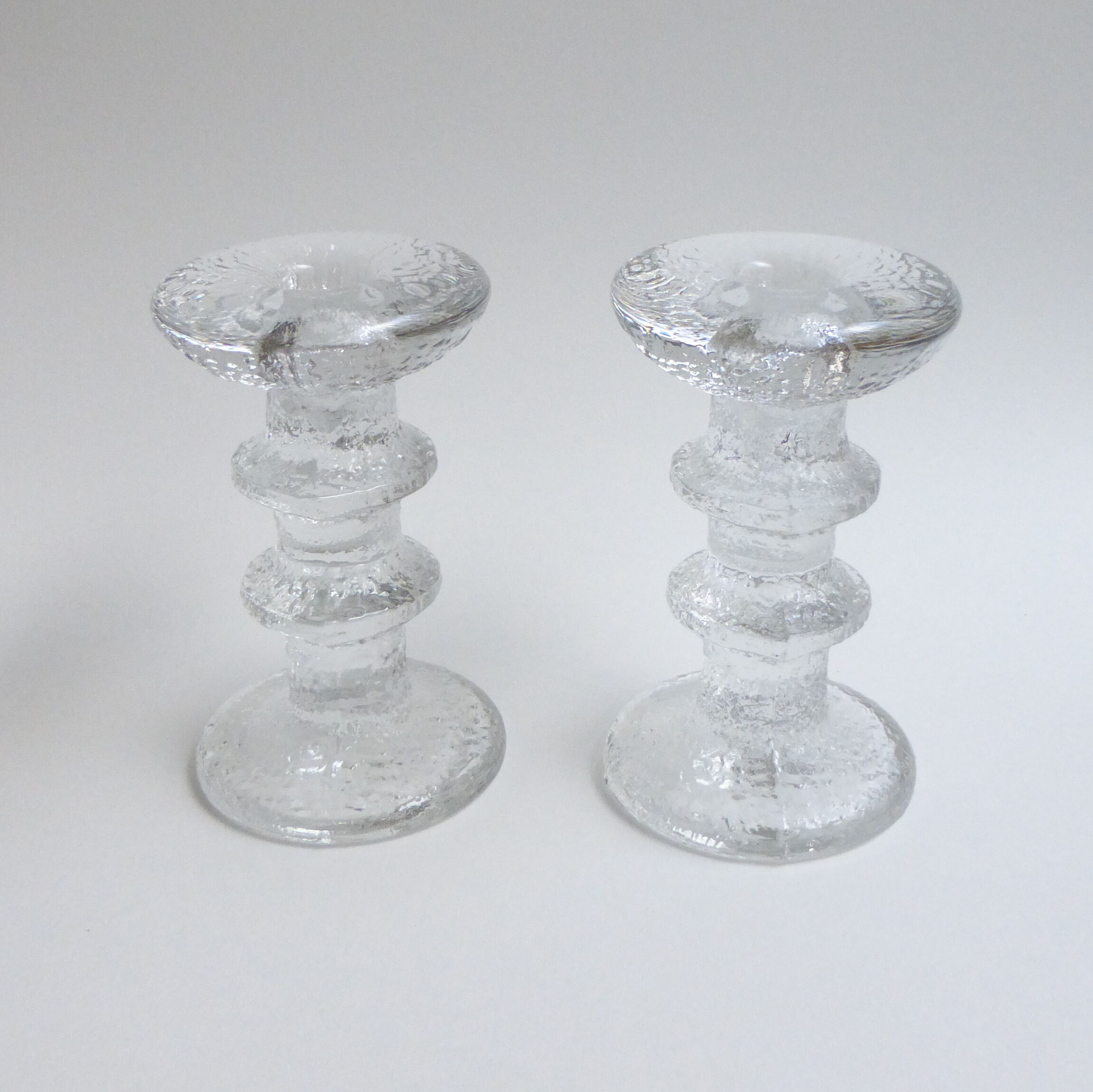Timo Sarpaneva Iittala moulded glass candlesticks, 1960