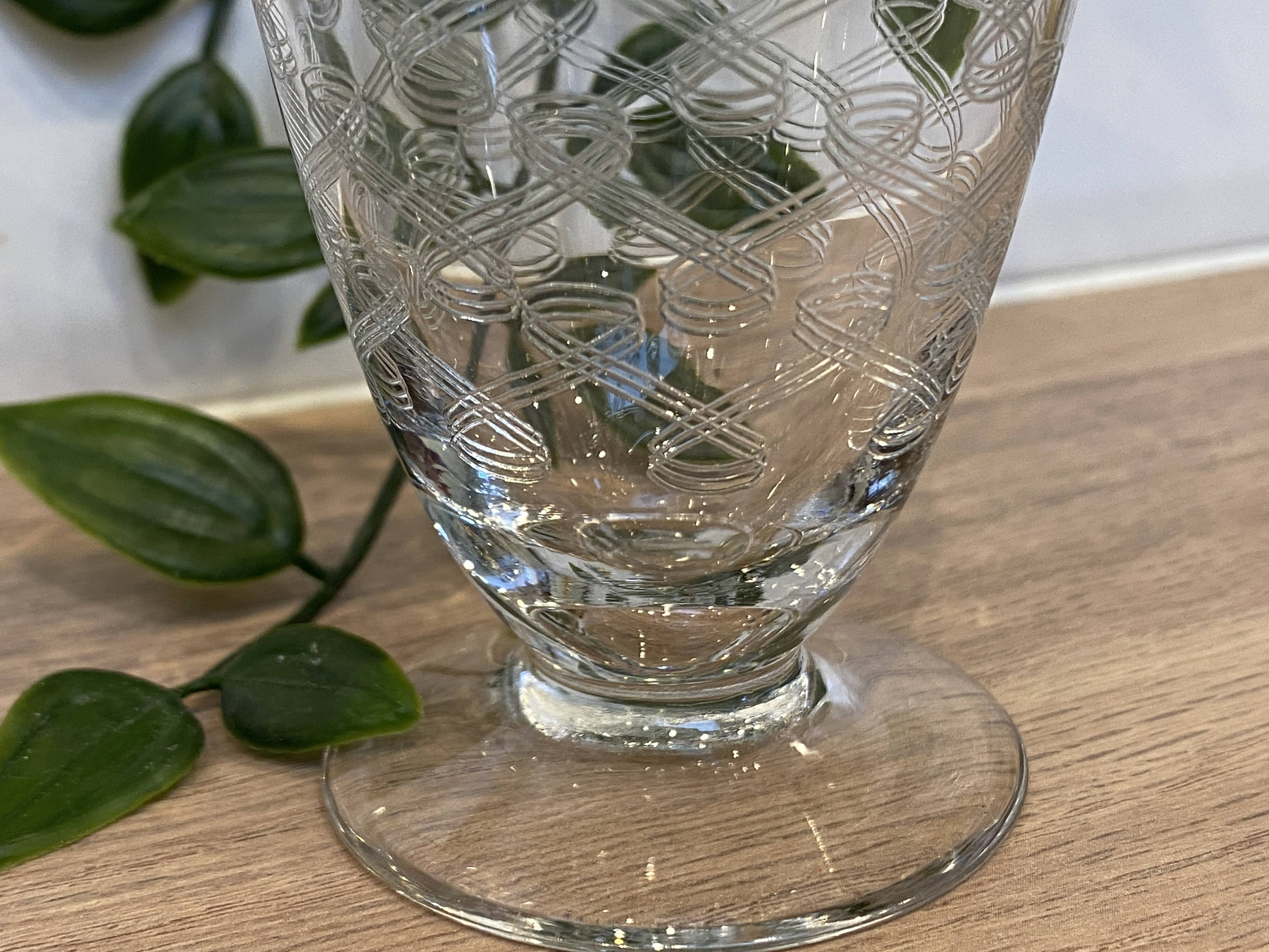 Set de 2 verres à vin en verre gravé