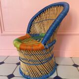 Fauteuil enfant rotin et cordage