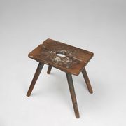 Industrial French Wooden Painters Stool, 1930s
