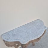 Louis XV curved console in solid oak, 18th century, decorated