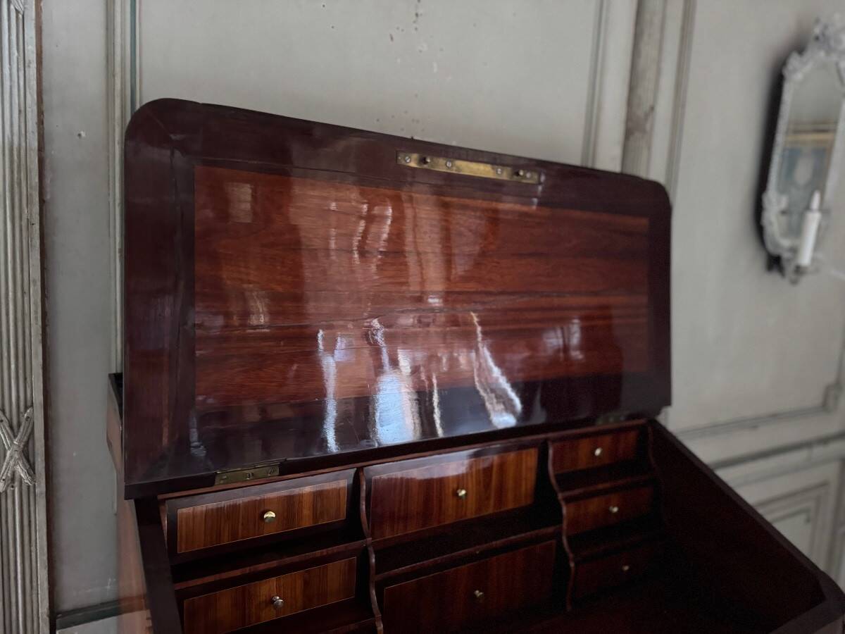 Louis XV Notary Secretary Cabinet in Veneer, Stamped by Nicolas Pet